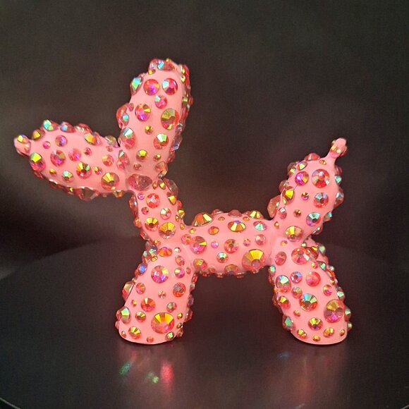 Pink Balloon Dog with Aurora Pink Stones, Unique Gift, Bling Decor - Picture 5 of 7